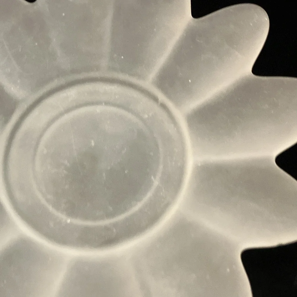 Celestial Ball Indiana Glass Pillar Holder Satin Frost EAPG Sunburst Pattern